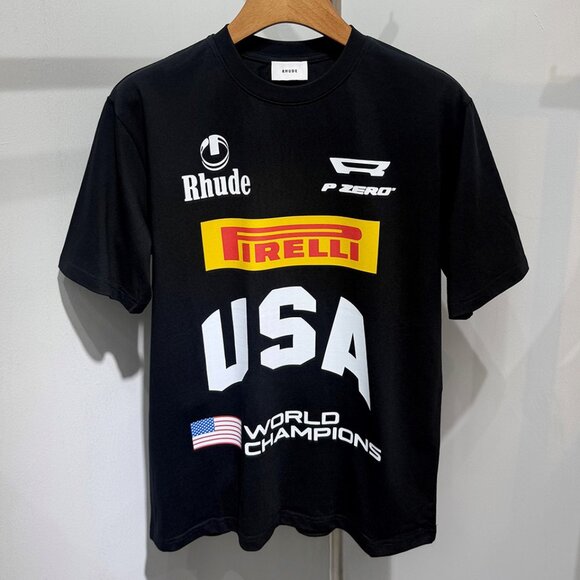 Rhude x Pirelli Collaboration Black T-Shirt - Picture 1 of 5